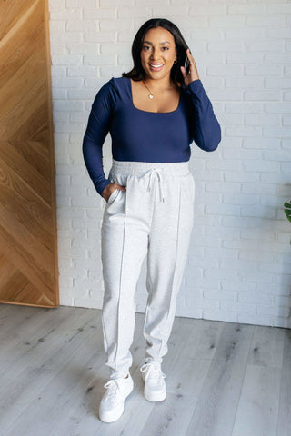 Center Seam Scuba Joggers in Heather Grey - SwagglyLife Home & Fashion Center Seam Scuba Joggers in Heather Grey - SwagglyLife Home & Fashion