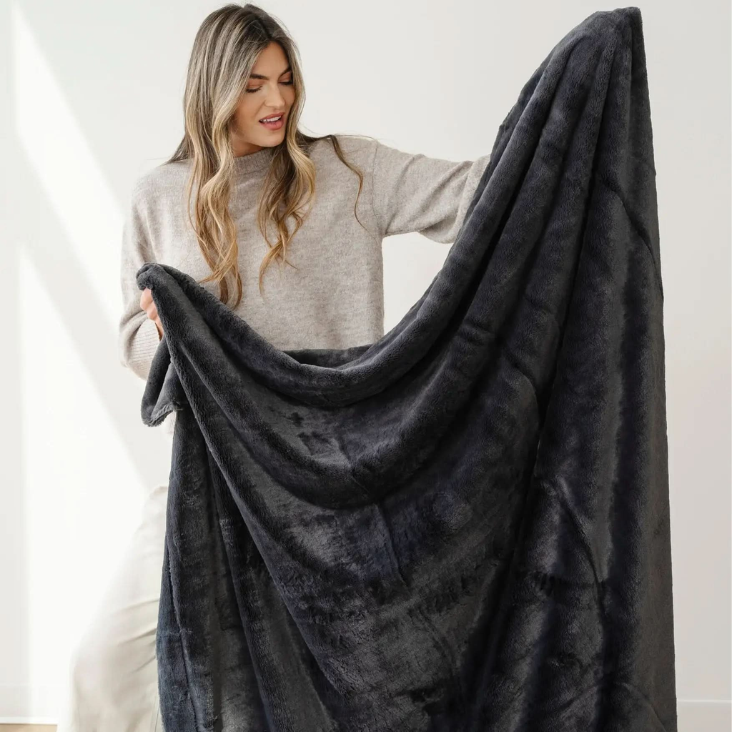 Saranoni Lush Throw Blankets in Charcoal - photo