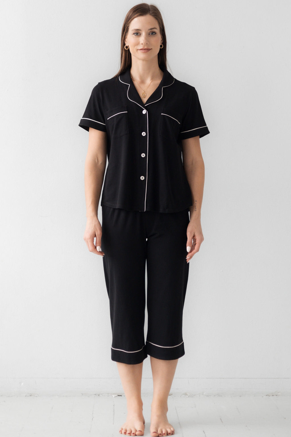 Classic Luxury Capri Pajamas in Brushed Pima Cotton in - PAJAMAS photo