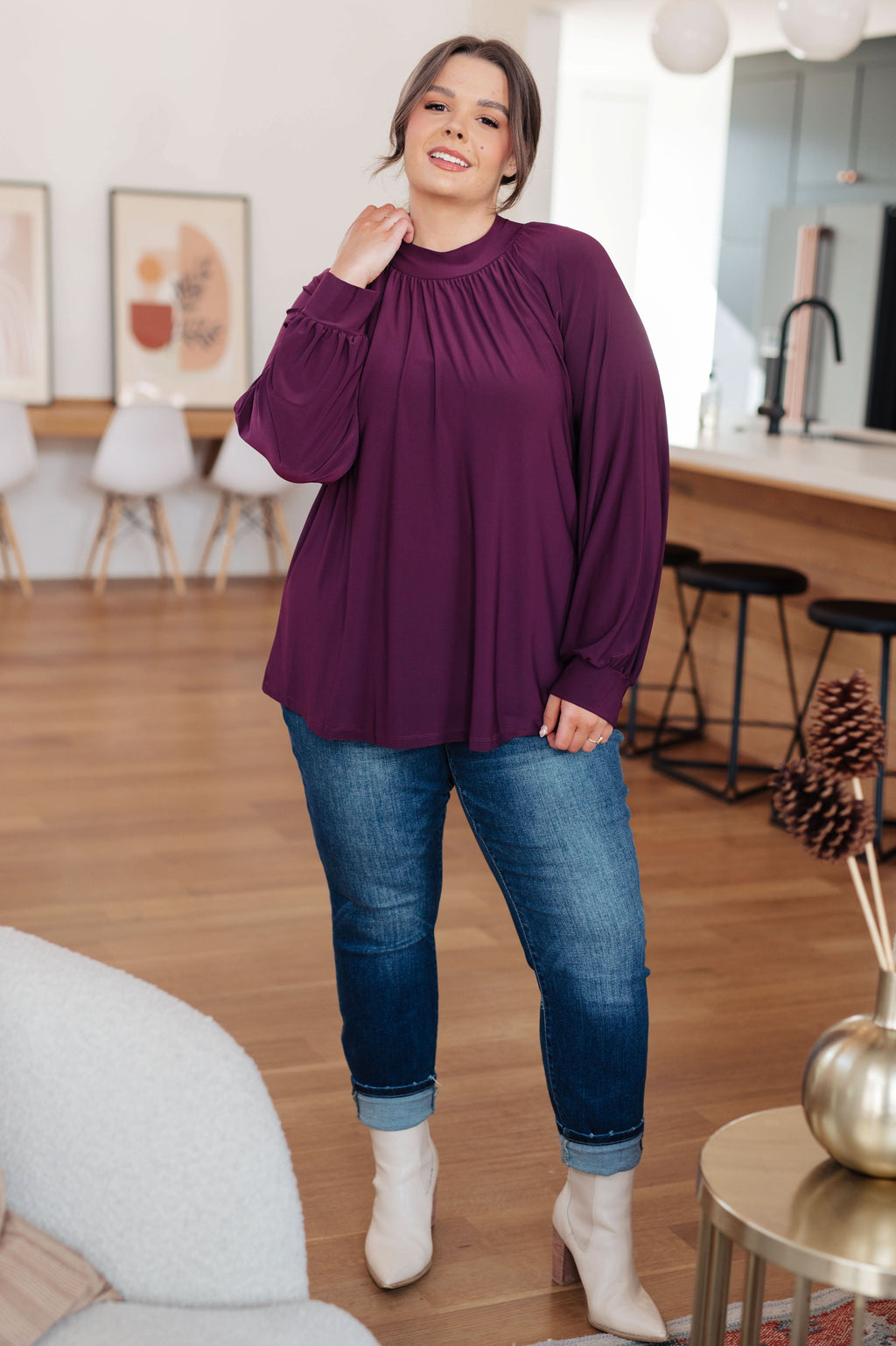 Closing Time Mock Neck Blouse in - Tops photo