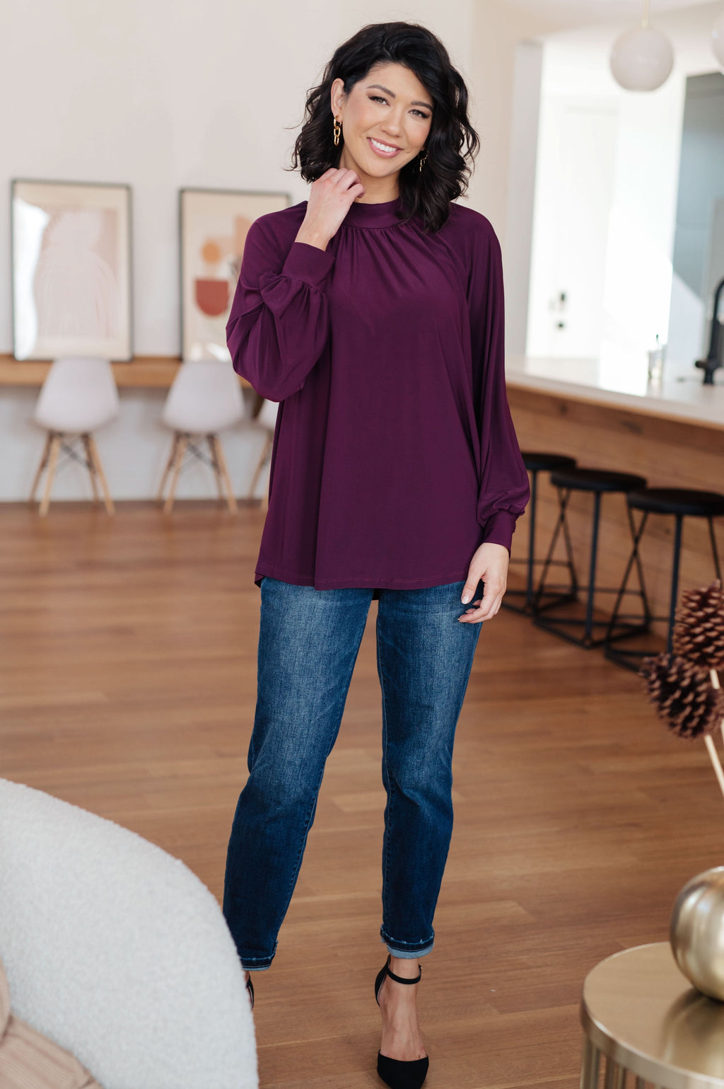 Closing Time Mock Neck Blouse in - Tops photo