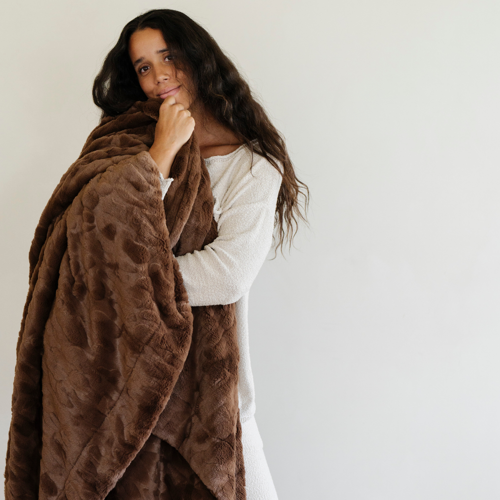 PATTERNED FAUX FUR THROW BLANKETS in Clove - Throw Blanket photo