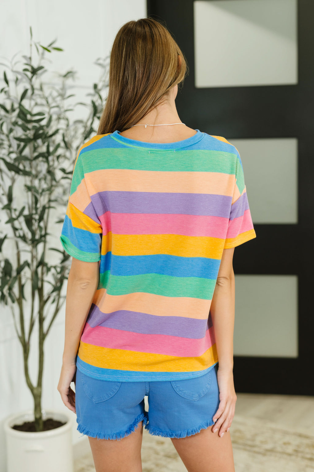 Color Theory Drop Shoulder Top in Blue, Yellow and Pink in - Womens photo