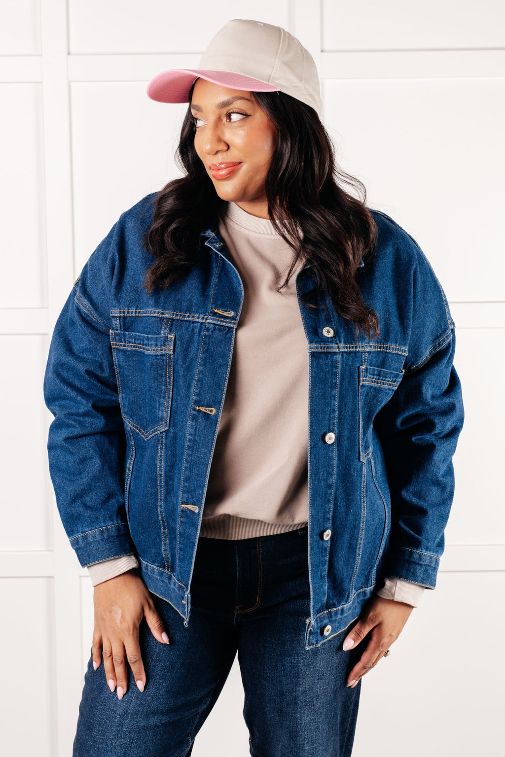 Have We Met Oversized Denim Jacket in - Denim photo