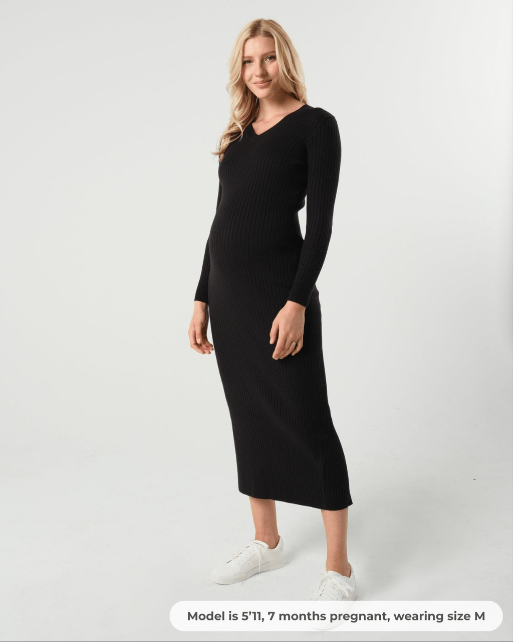 Full Body Ribbed Maternity & Nursing Midi Sweater Dress in - Women's Maternity and Nursing Dress photo