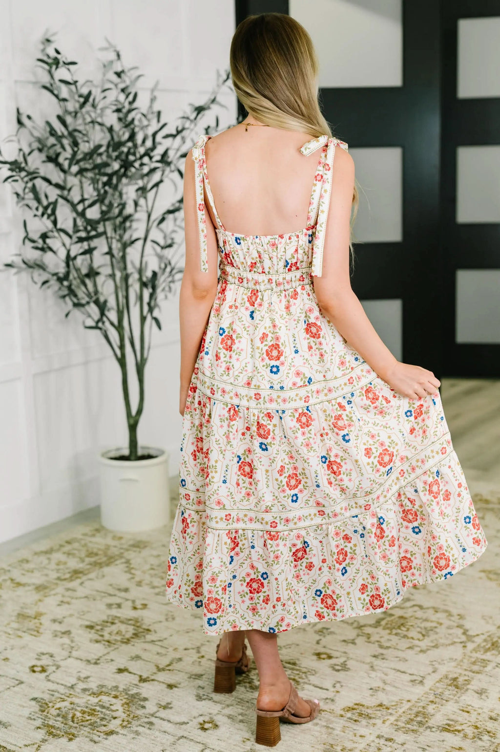 Country Crush Adjustable Strap Dress in Cream and Red in - Womens photo