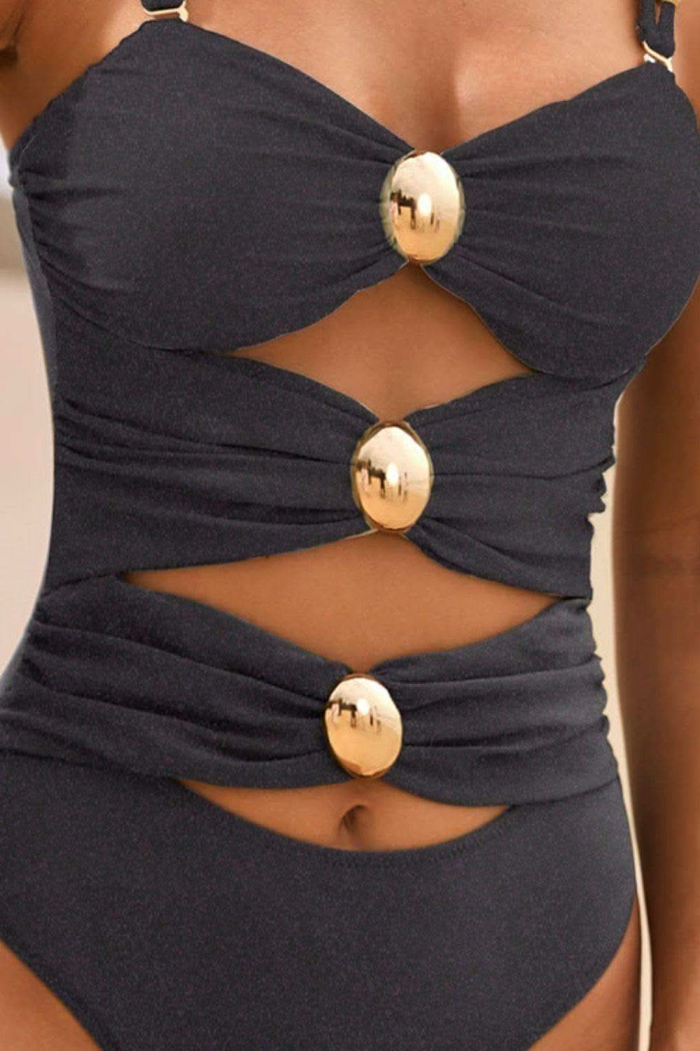 Cutout Ruched Sweetheart Neck One-Piece Swimwear in - Swimwear photo