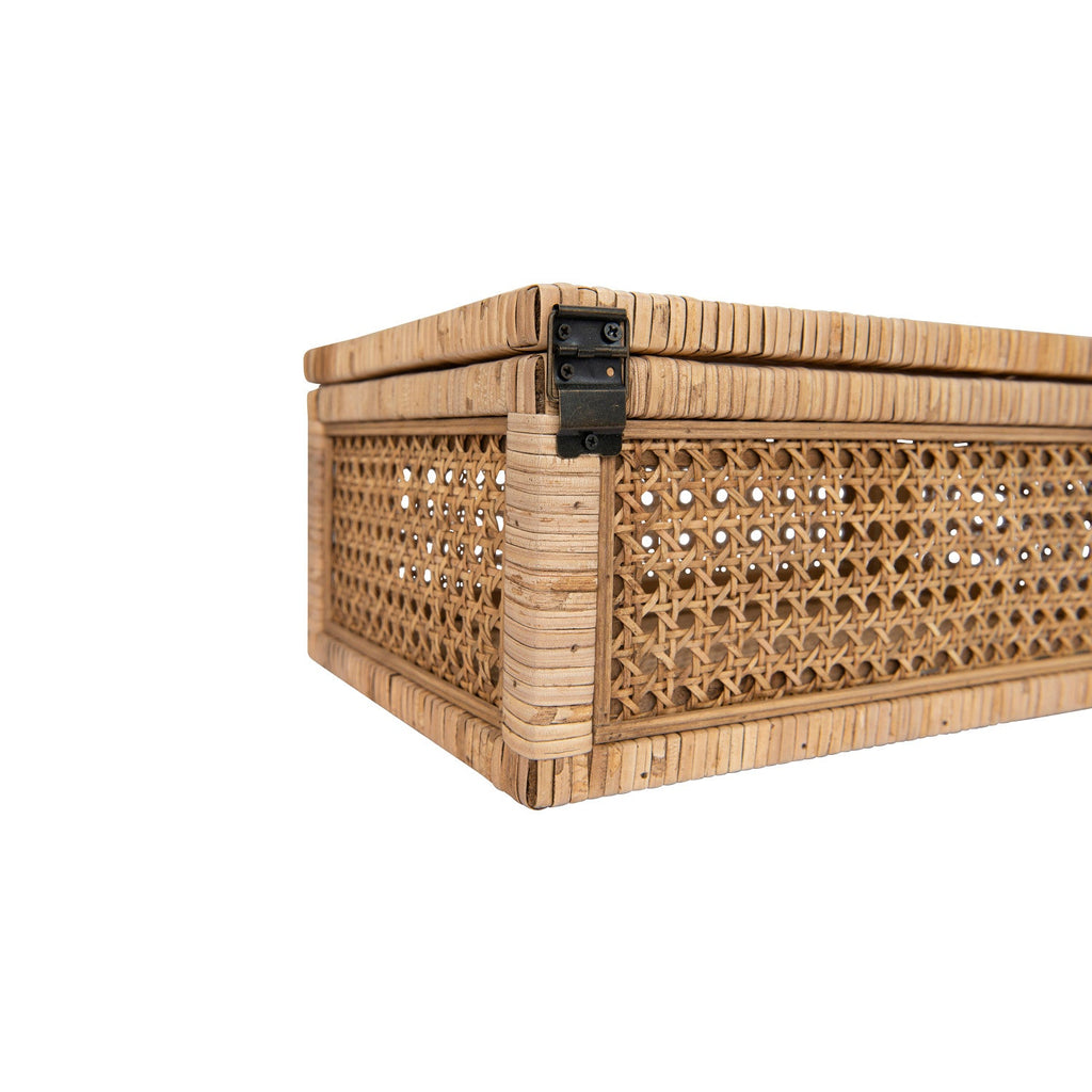 Woven Rattan Wood Display Boxes with Glass Lid | 2 Sizes in - Baskets & Storage photo