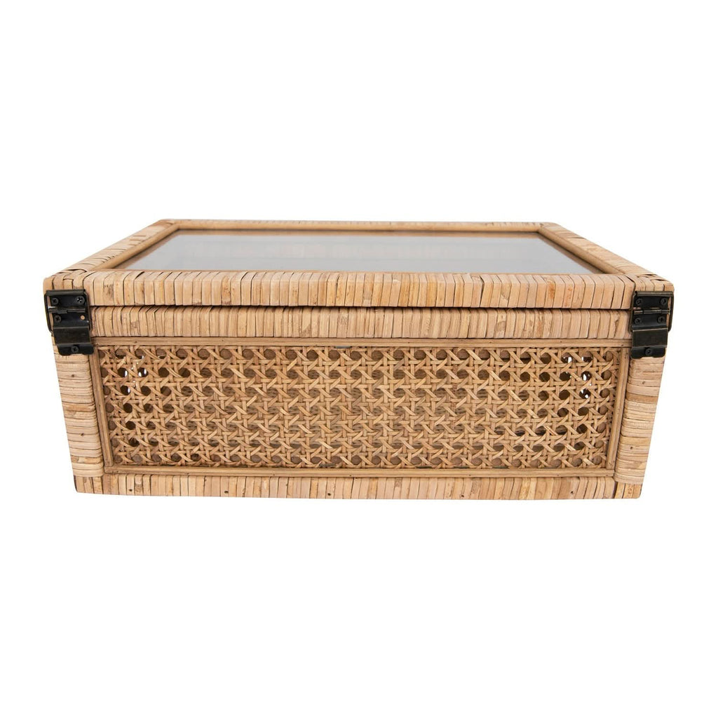 Woven Rattan Wood Display Boxes with Glass Lid | 2 Sizes in - Baskets & Storage photo