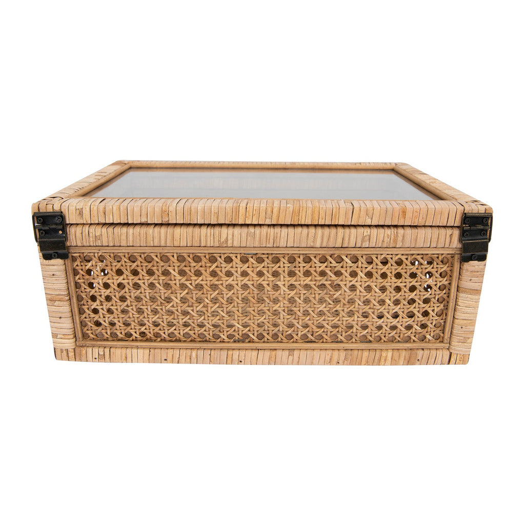 Woven Rattan Wood Display Boxes with Glass Lid | 2 Sizes in - Baskets & Storage photo