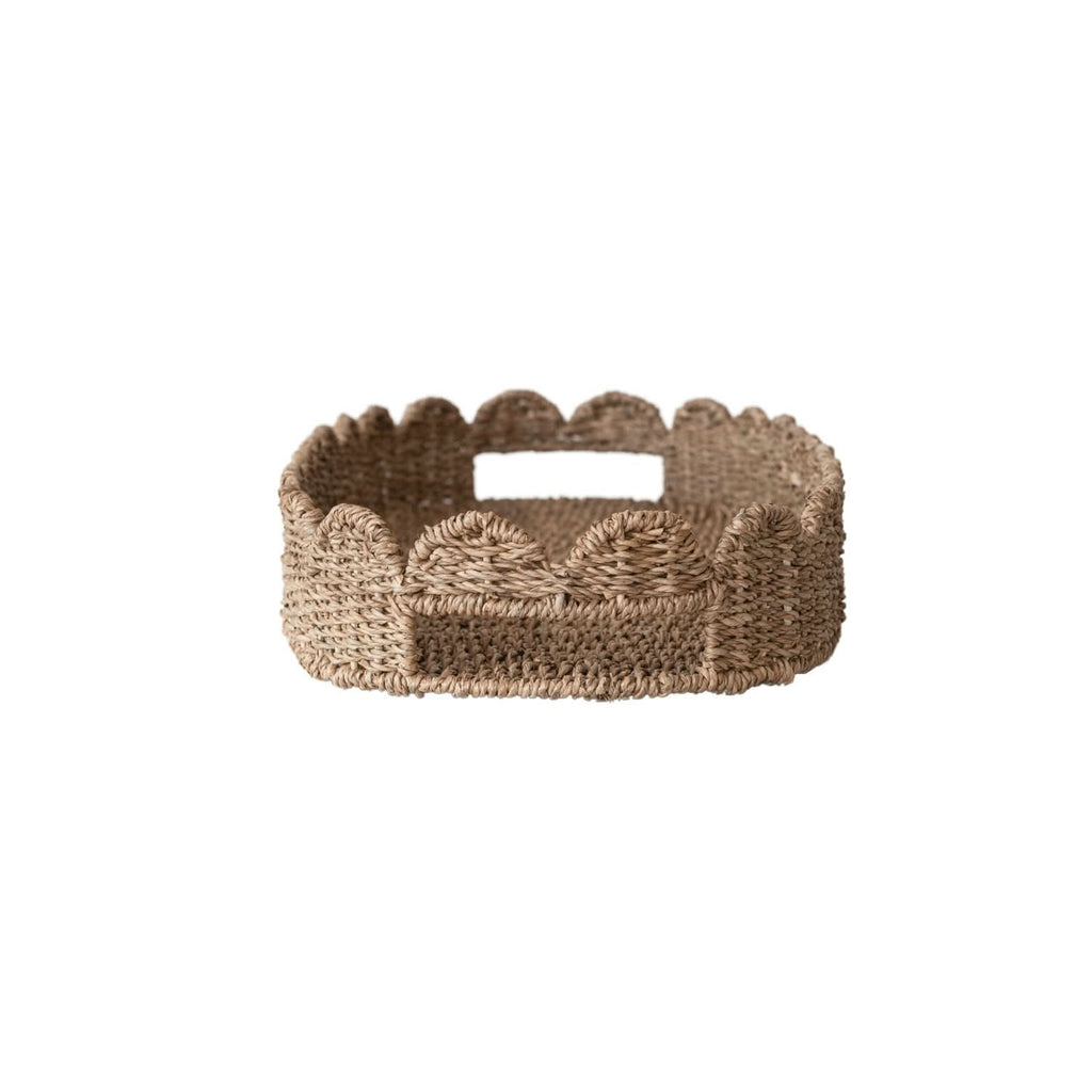 Hand-Woven Bankuan Scalloped Tray with Handles in - Baskets & Storage photo