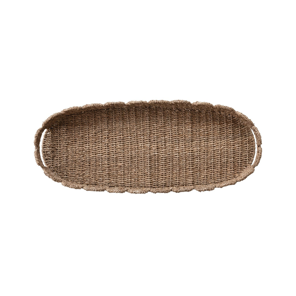 Hand-Woven Bankuan Scalloped Tray with Handles in - Baskets & Storage photo