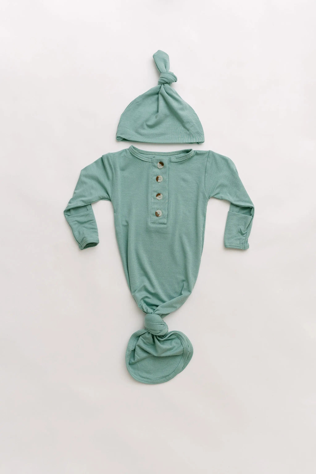 Knotted Baby Gown & Hat Set - Mint (Newborn-3 months) in - Newborn Knotted Baby Gown Sets photo