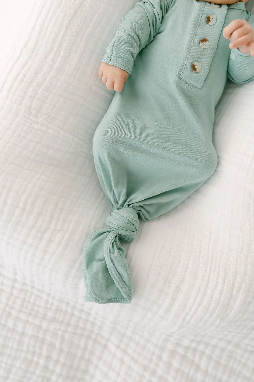 Knotted Baby Gown & Hat Set - Mint (Newborn-3 months) in - Newborn Knotted Baby Gown Sets photo