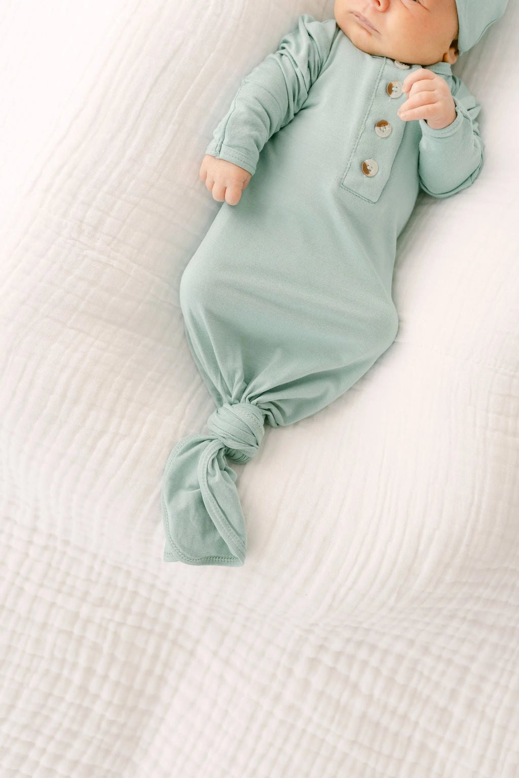 Knotted Baby Gown & Hat Set - Mint (Newborn-3 months) in - Newborn Knotted Baby Gown Sets photo