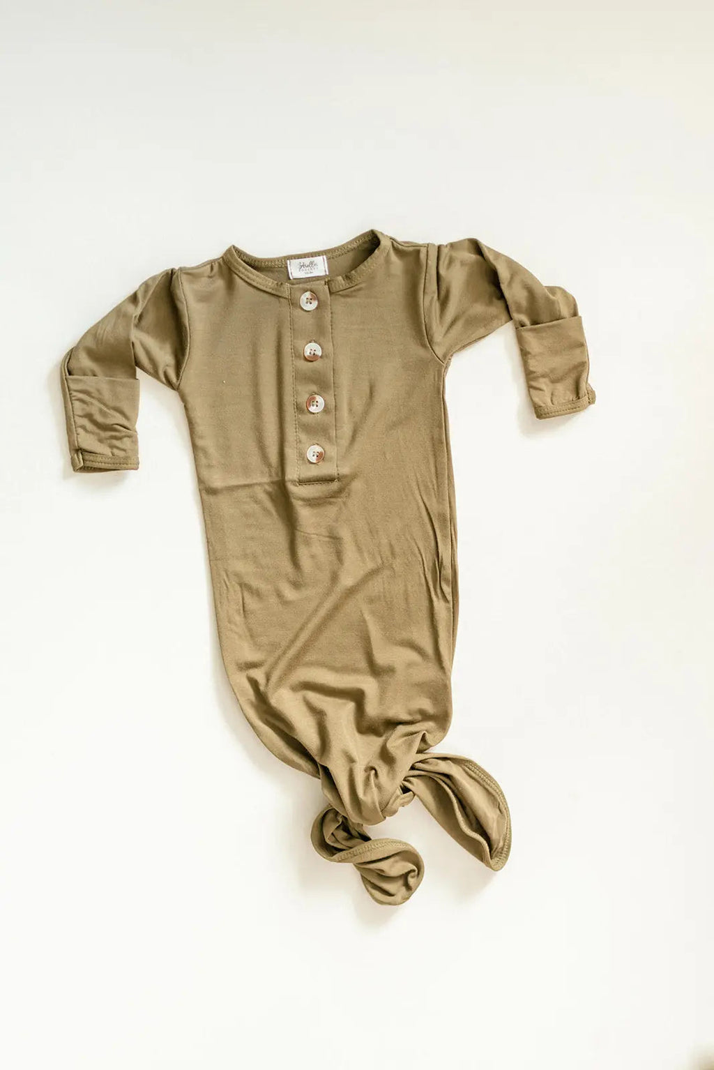Newborn Knotted Gown and Hat Set Army Green, Olive Green, Newborn Clothes for Boys in - Newborn Knotted Baby Gown Sets photo