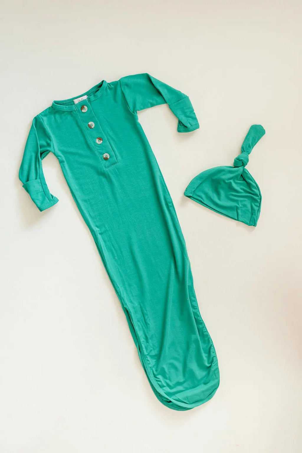 Knotted Baby Gown Set - Holiday Green (Newborn-3 months) in - Newborn Knotted Baby Gown Sets photo