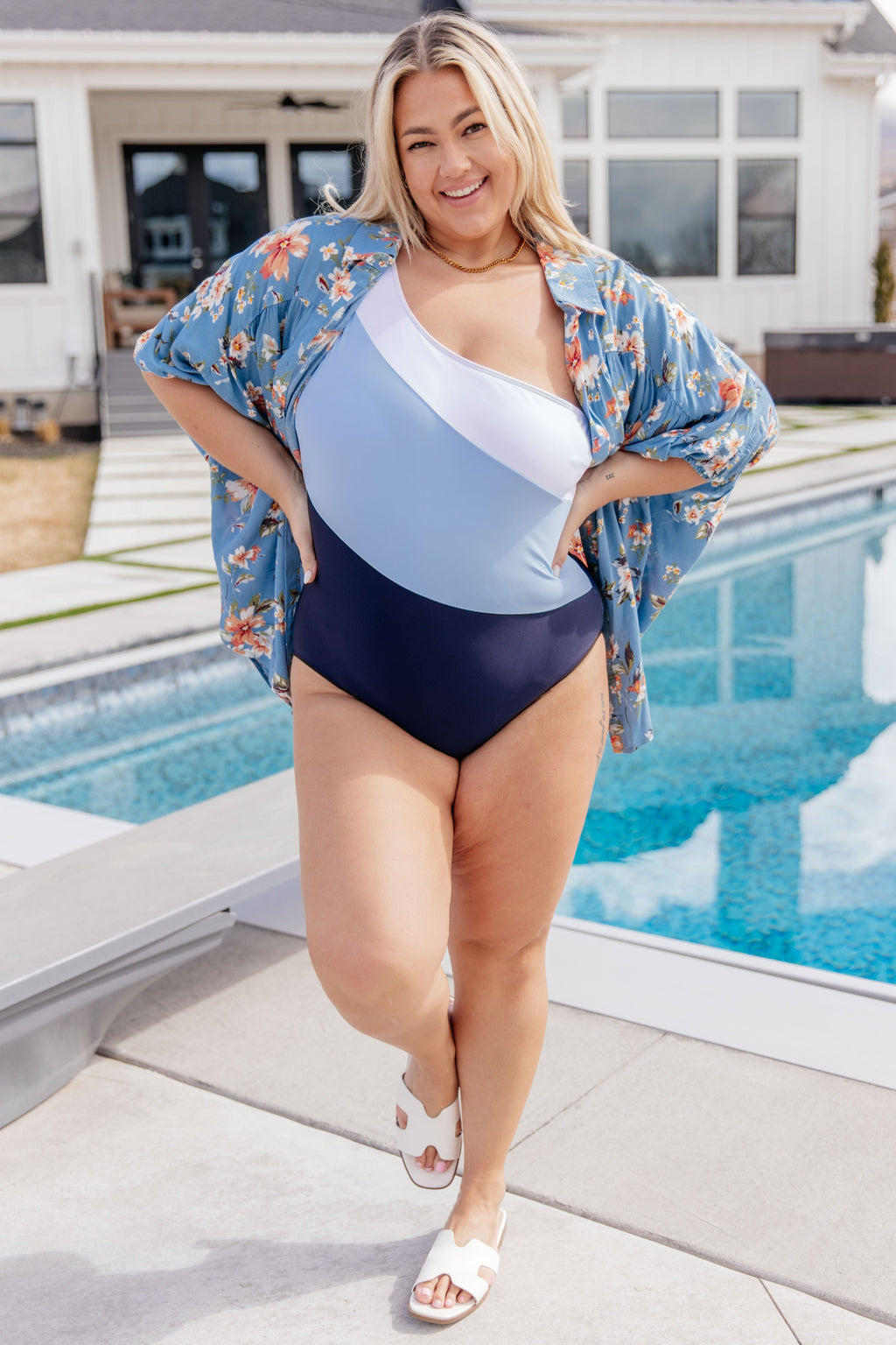 Dominica Color Block Asymmetrical Swimsuit in - Swimwear photo