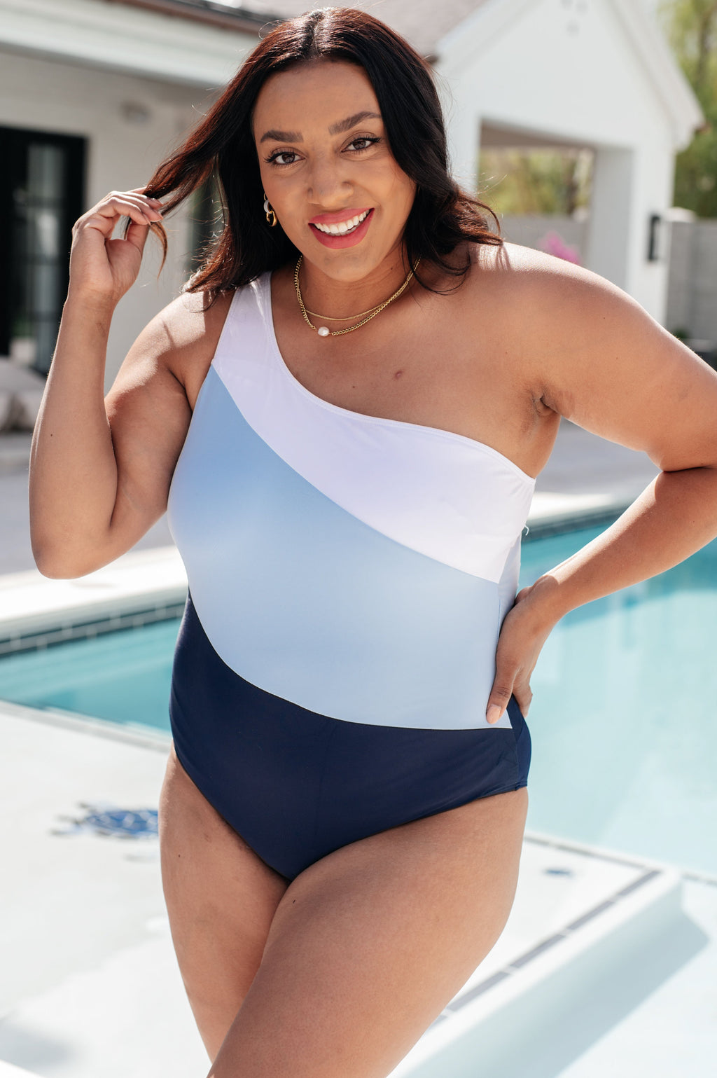 Dominica Color Block Asymmetrical Swimsuit in - Swimwear photo