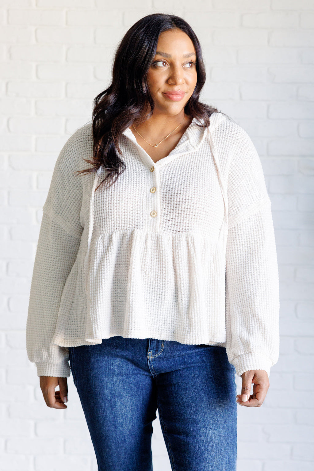 Don't Waffle About Waffle Knit Hoodie in - Tops photo