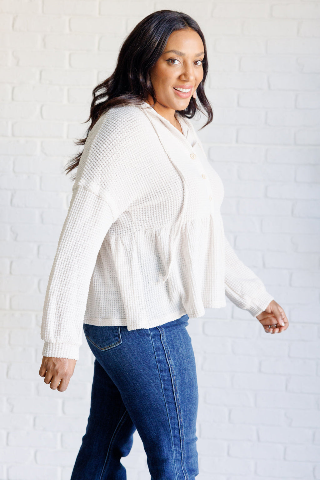 Don't Waffle About Waffle Knit Hoodie in - Tops photo