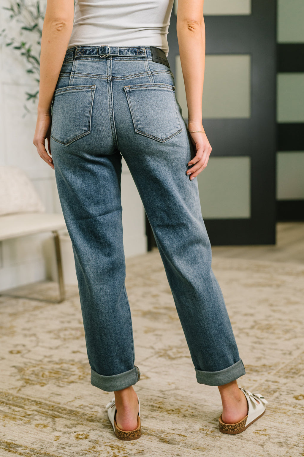 Doris Mid Rise Boyfriend with Adjustable Back Tab + Hollywood WB in - Womens photo