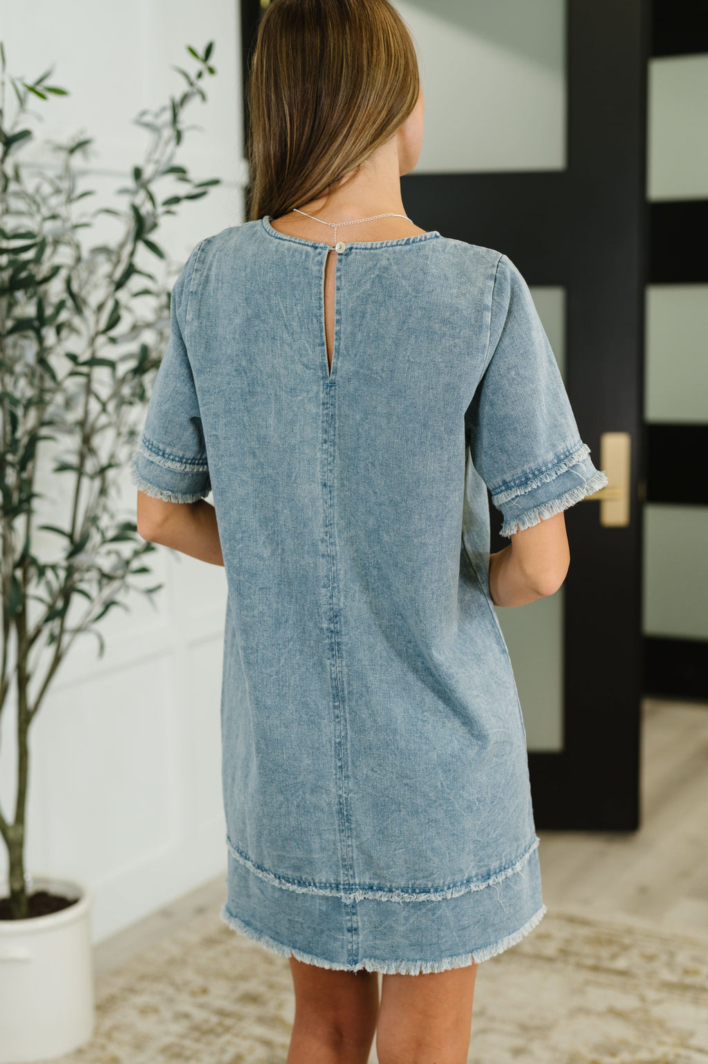 Dressed & Obsessed Chambray T-Shirt Dress in Indigo in - Womens photo