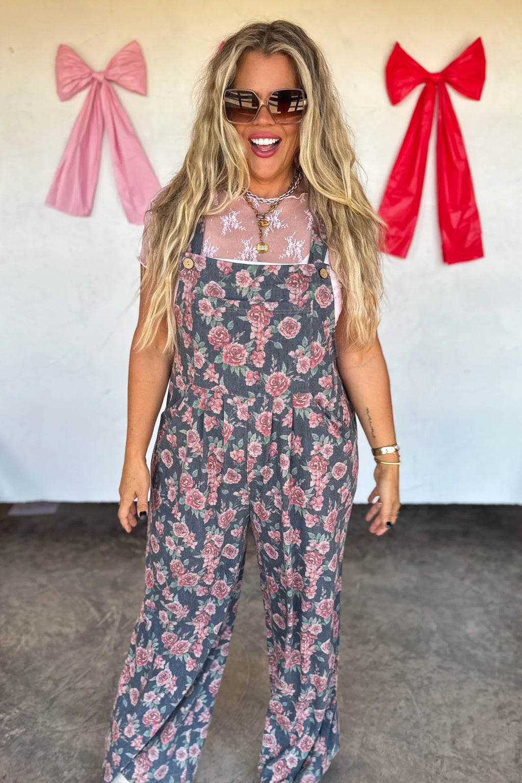 PREORDER: Cassidy Floral Denim Overalls in - Womens photo