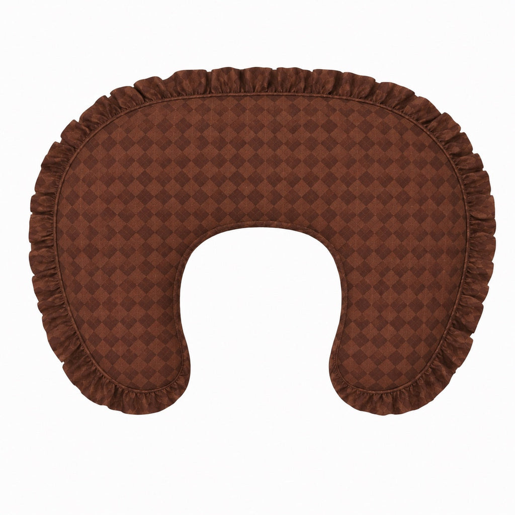 Brown Diamond Ruffle Nursing Pillow Cover - New Cover Ruffle