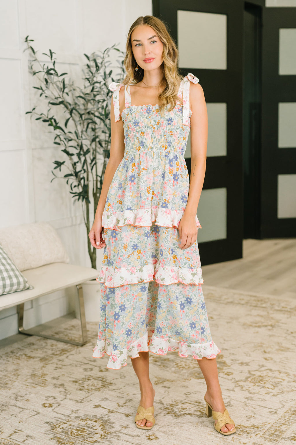 Elegant Edge Tiered Maxi Dress in Sage in - Womens photo