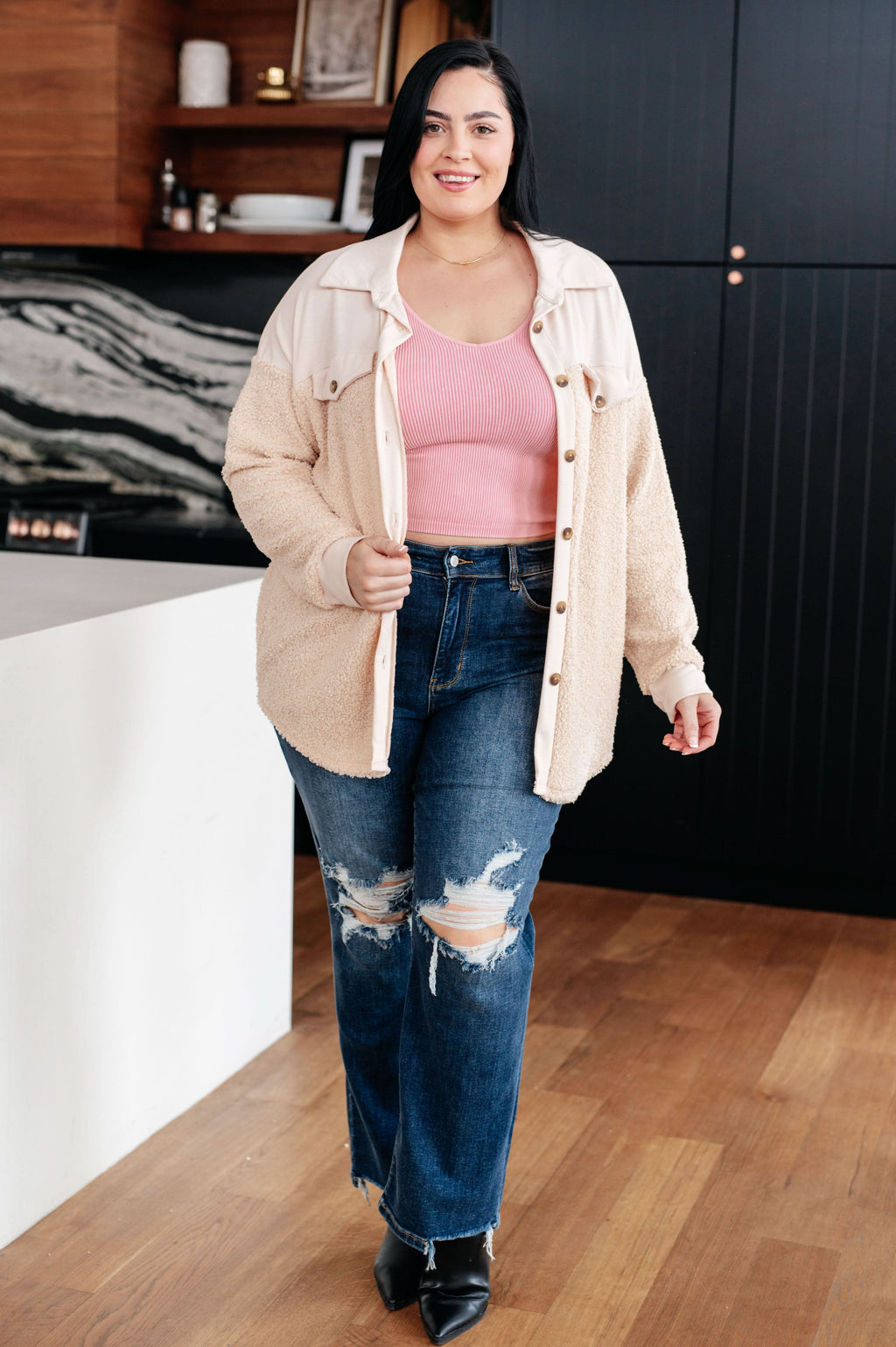 Endless Potential Sherpa Shacket in - Layers photo