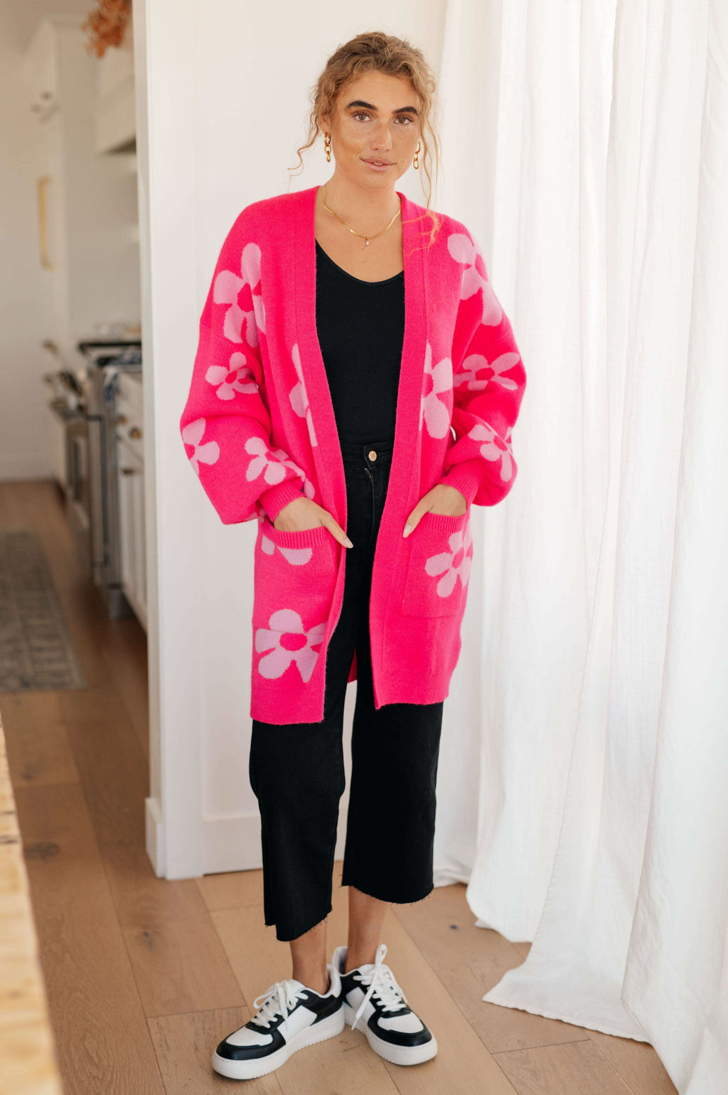 Enough Anyways Floral Cardigan in Pink - SwagglyLife Home & Fashion