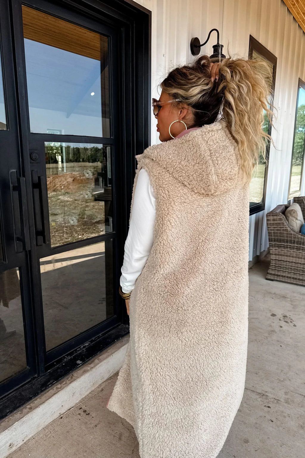 PREORDER: Reversible Sherpa Puffer Vest in - Womens photo