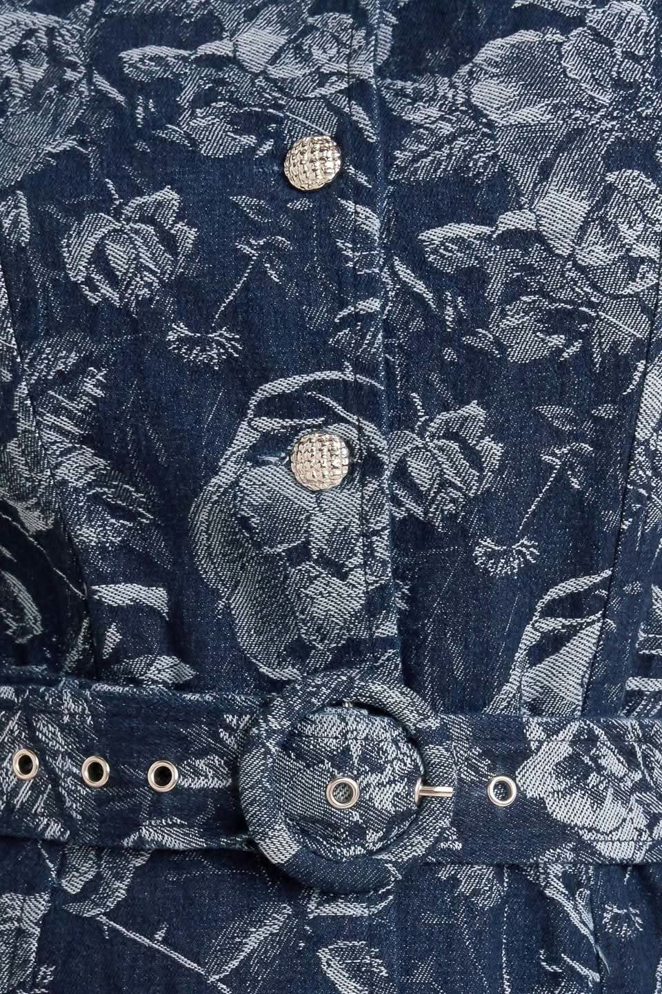 DARK BLOOM JACQUARD DENIM MIDI DRESS in - DRESSES photo