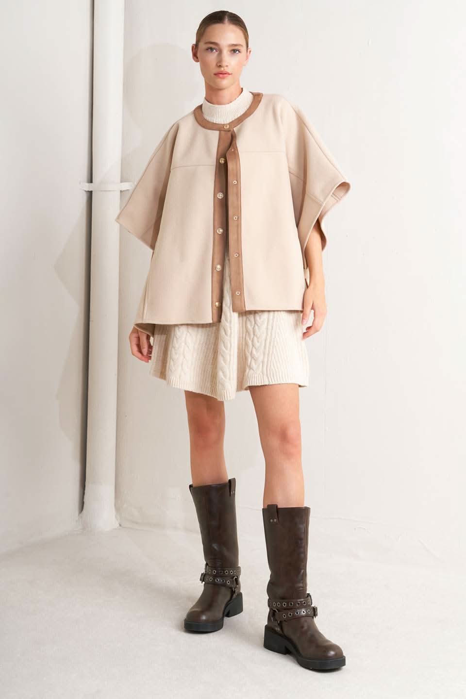 TIMELESS ELEGANCE WOVEN FELT CAPELET in - TOPS photo