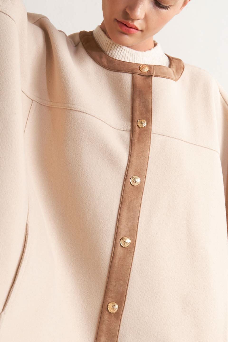 TIMELESS ELEGANCE WOVEN FELT CAPELET in - TOPS photo