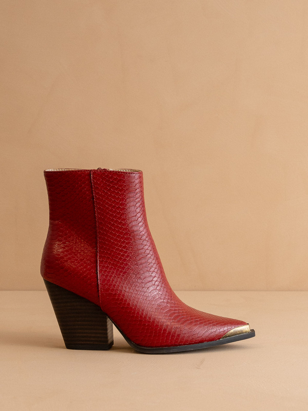 The Frankie | Red Pointed Toe Cap Bootie in - BOOTS & BOOTIES photo