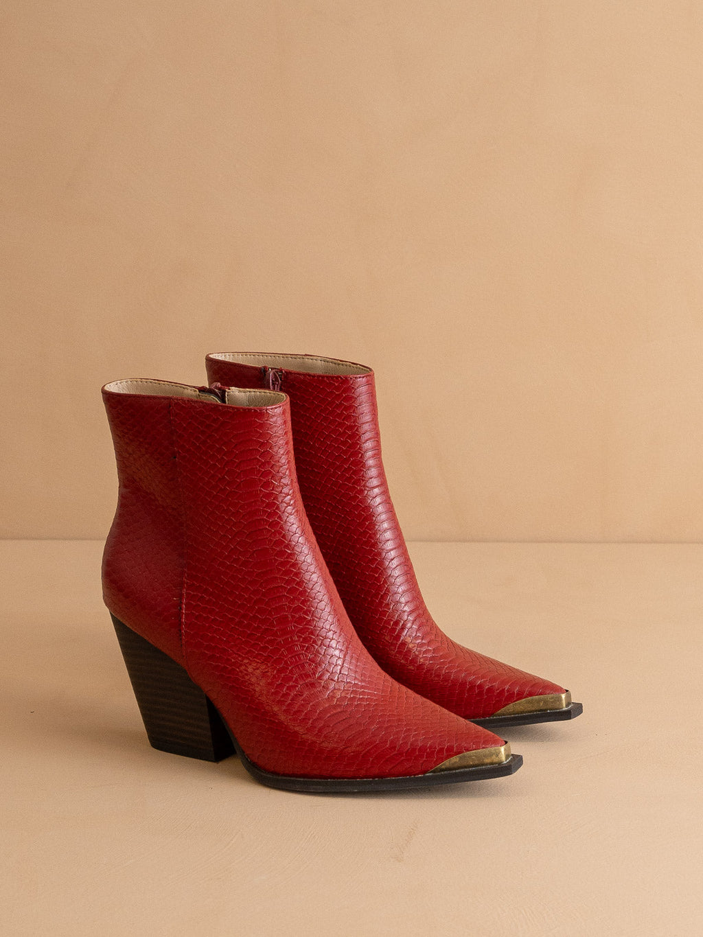 The Frankie | Red Pointed Toe Cap Bootie in - BOOTS & BOOTIES photo