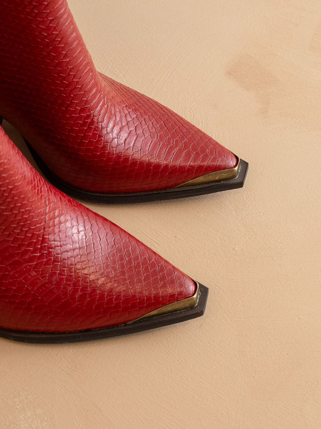 The Frankie | Red Pointed Toe Cap Bootie in - BOOTS & BOOTIES photo
