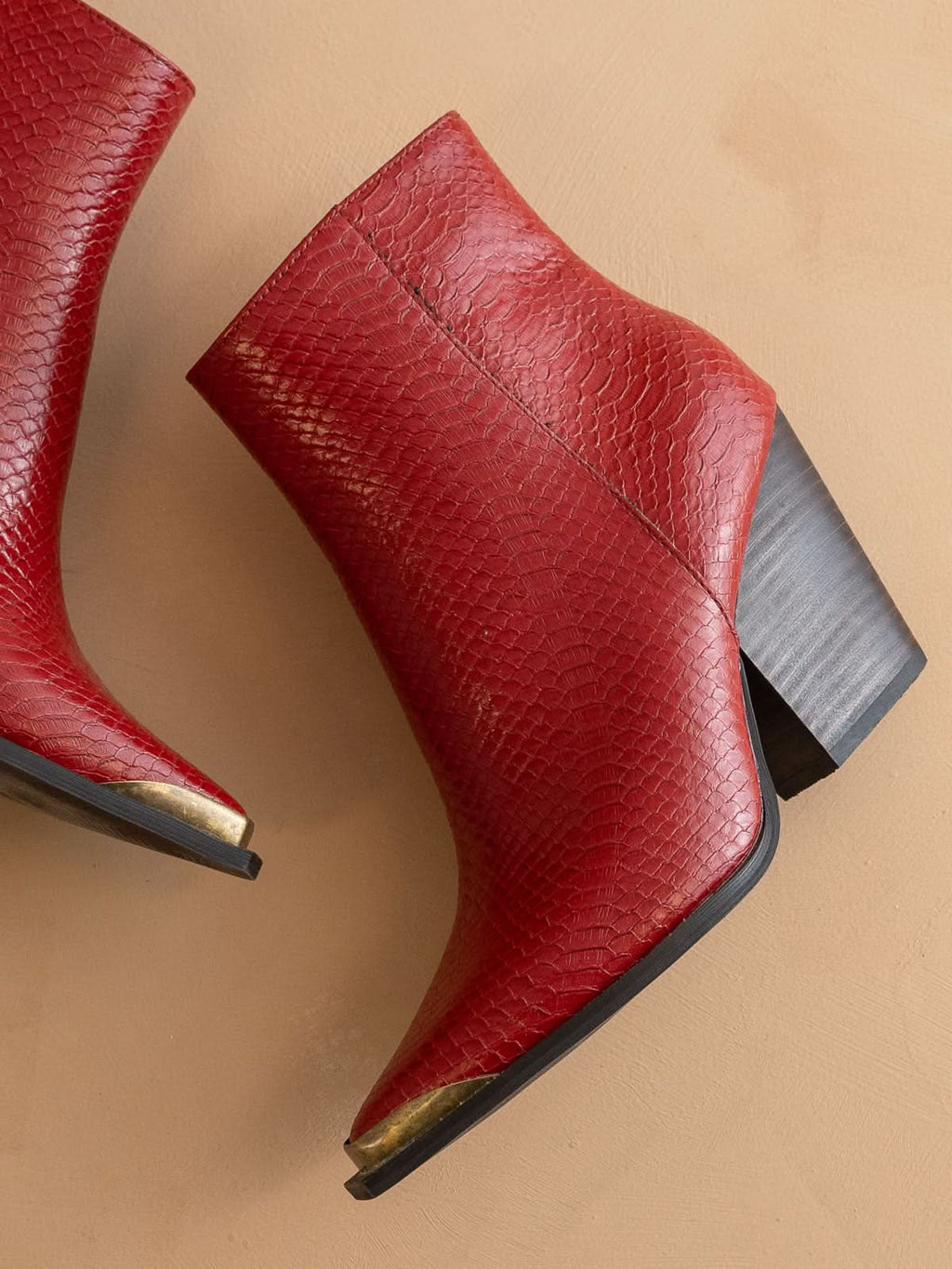 The Frankie | Red Pointed Toe Cap Bootie in - BOOTS & BOOTIES photo