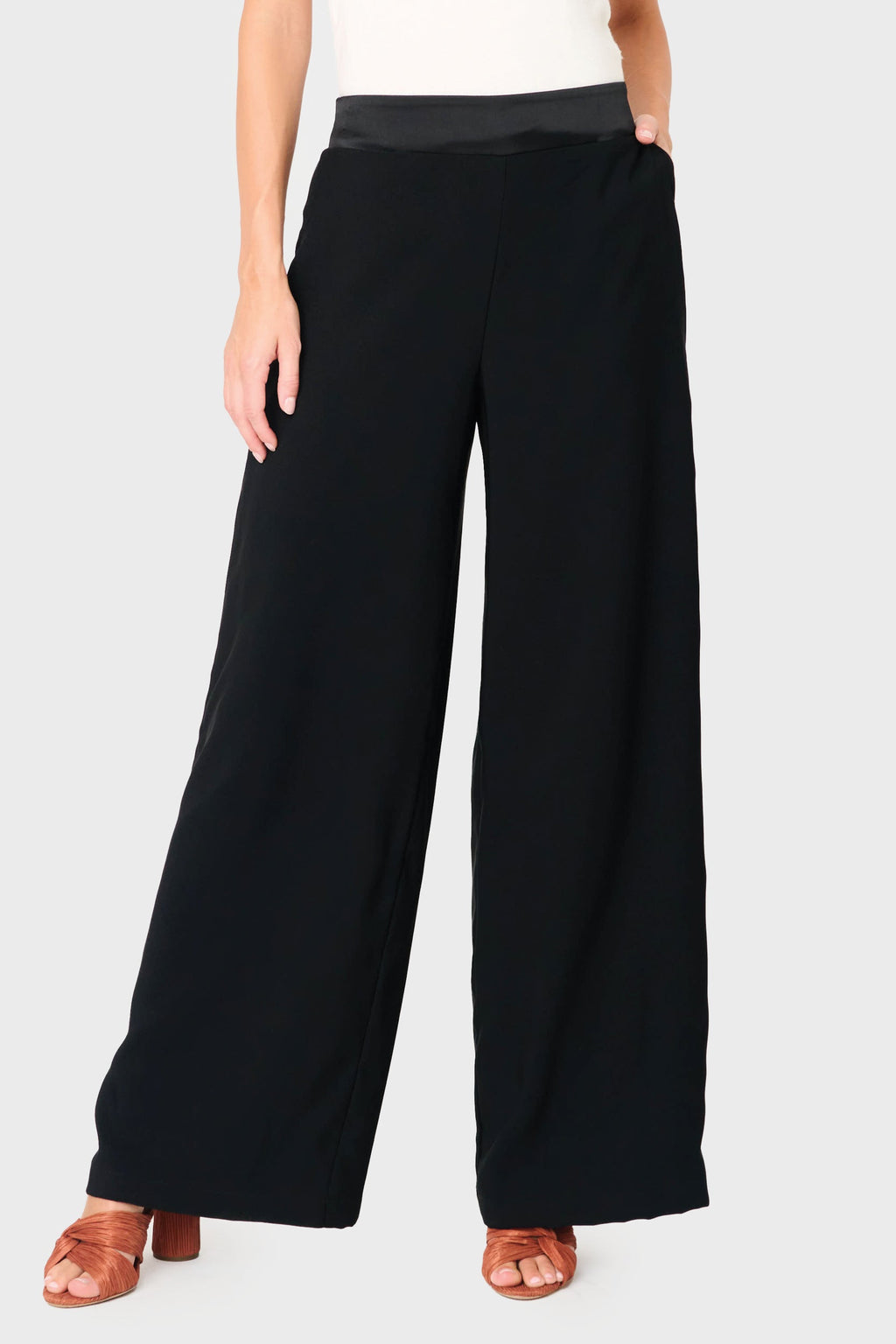 Solstice Satin Trim Pant in Black - 30, PANTS, 354 photo