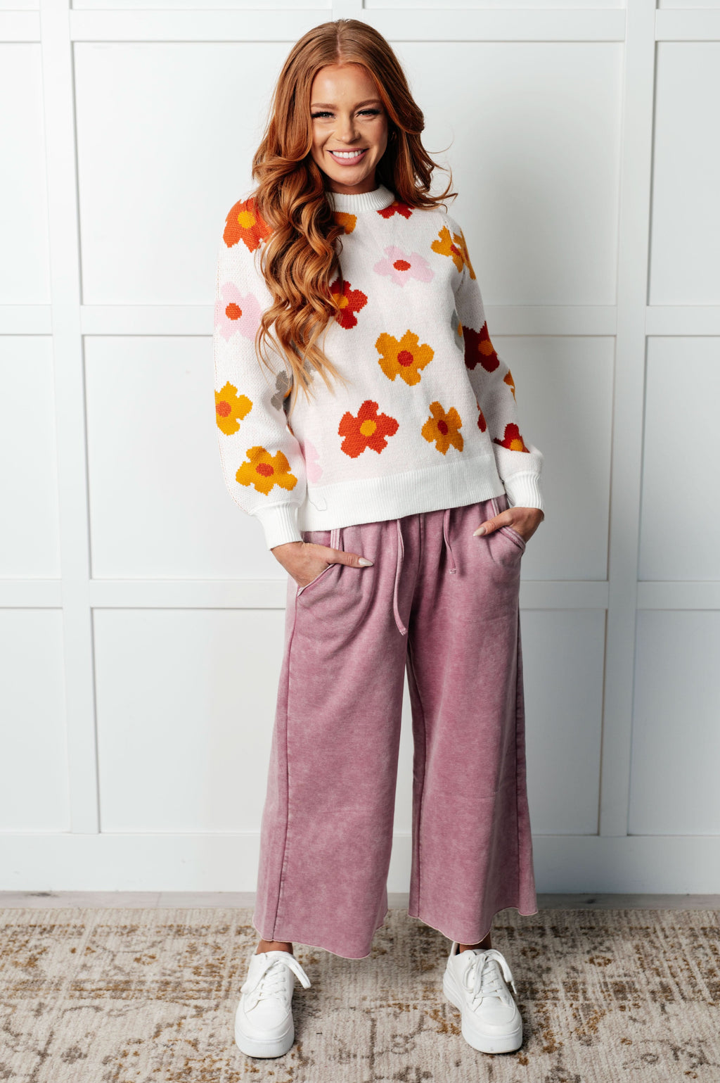 Falling Flowers Floral Sweater in - Tops photo