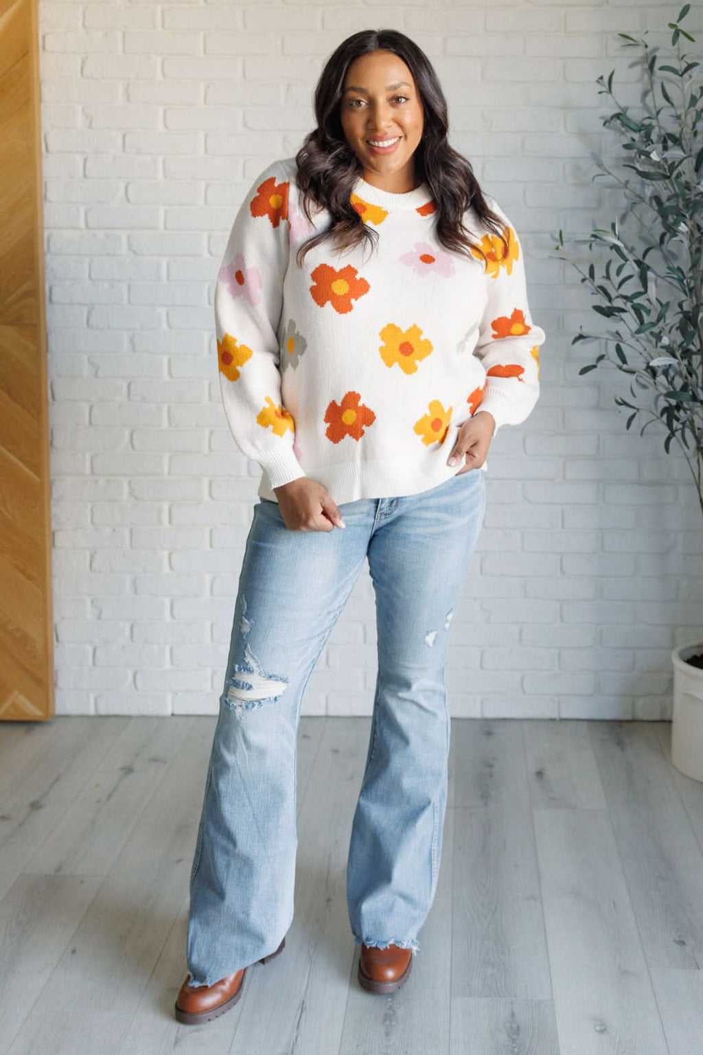 Falling Flowers Floral Sweater in - Tops photo