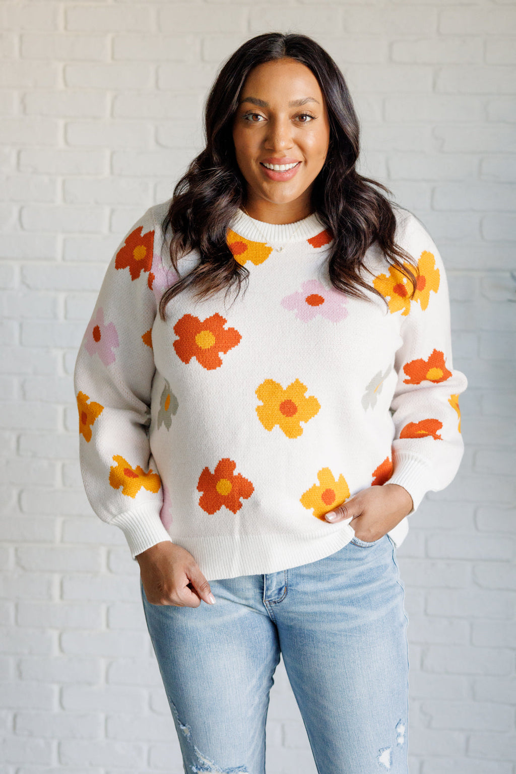 Falling Flowers Floral Sweater in - Tops photo