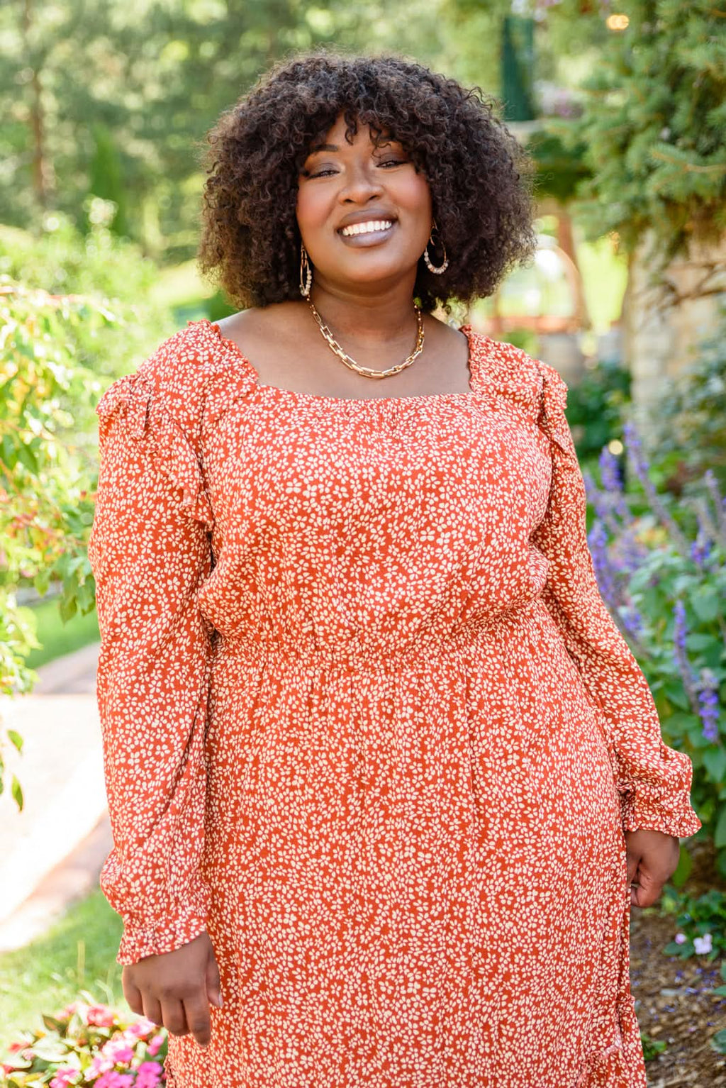 First Kiss Long Sleeve Maxi Dress In Rust in - Womens photo