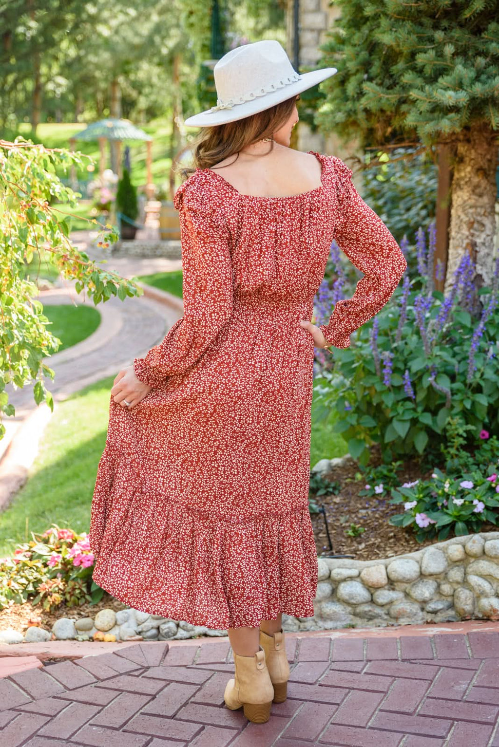 First Kiss Long Sleeve Maxi Dress In Rust in - Womens photo