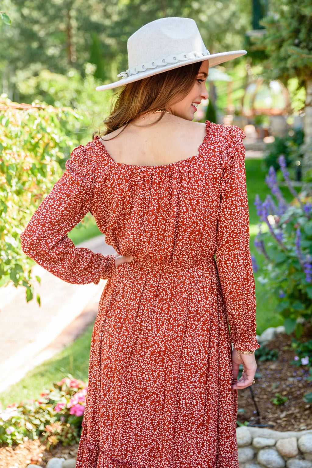 First Kiss Long Sleeve Maxi Dress In Rust in - Womens photo