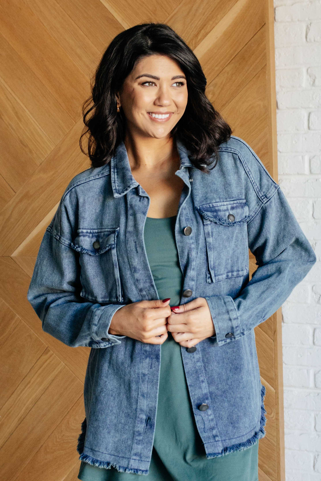Just In Case Mineral Wash Shacket in - Layers photo