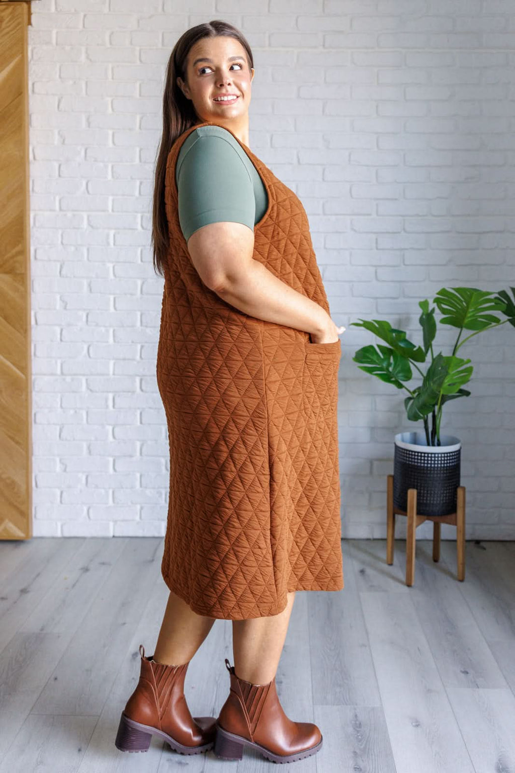 Free Falling Quilted Midi Dress in - Dresses photo