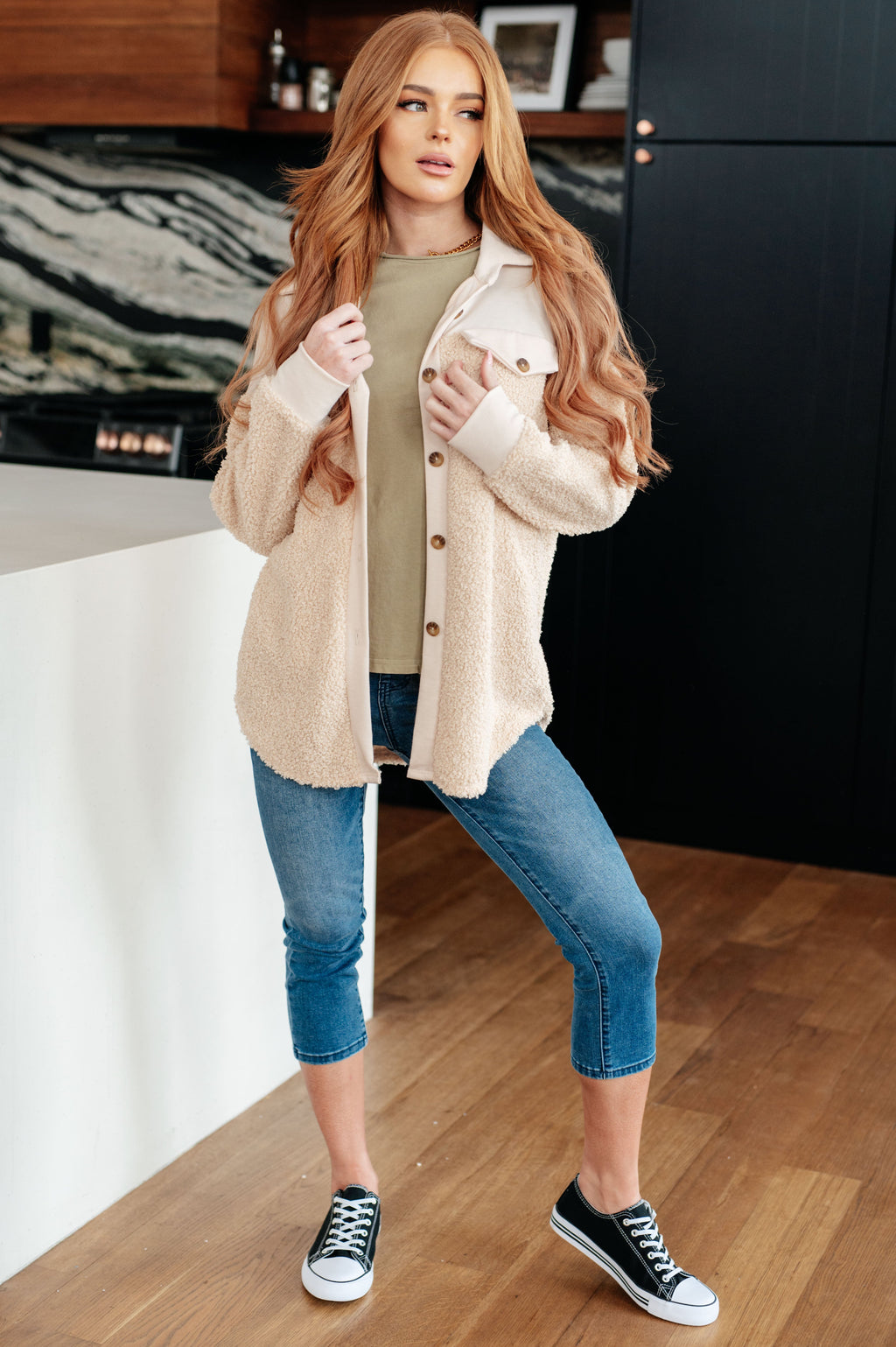 Endless Potential Sherpa Shacket in - Layers photo